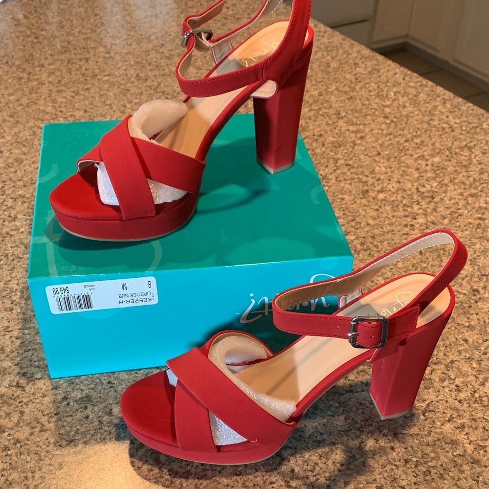 Y-Not Red Strappy Heels